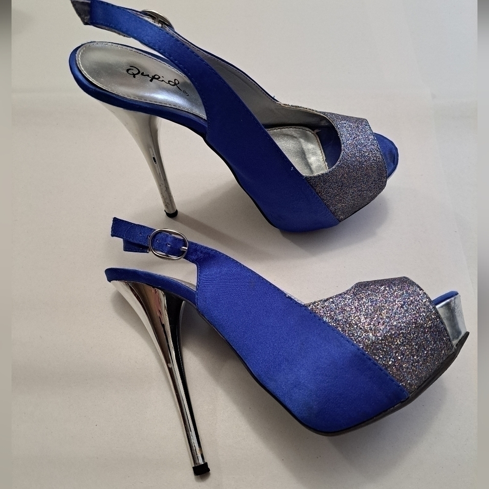 Quipid Satin & Glitter Open Toe Slingback Sandal